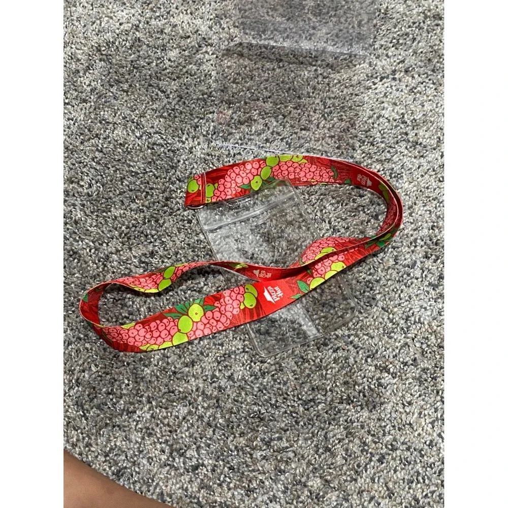 Lanyard Pizza Hut Unisex Red Excellent Fruit Pattern ID Holder One Size
